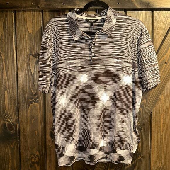 NWT Ted Baker Pentle Striped Knitted Polo - Picture 2 of 5